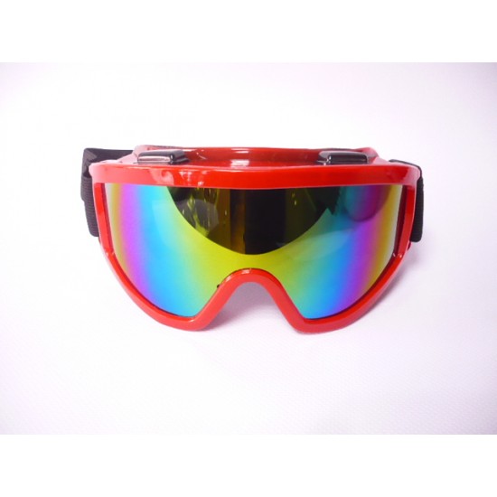 Goggles  -EU- motocross red frame, mirror viewfinder