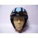 Helmet -EU- black leather with blue stripes,universal size, model 2270