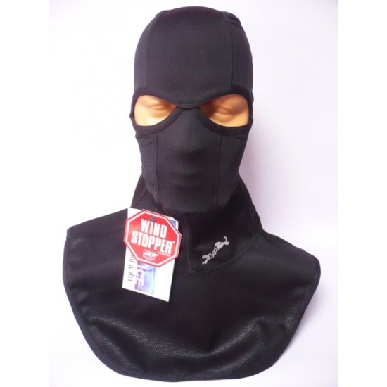 Balaclava -Bars- black, with two holes for the eyes and wind stopper collar, universal size