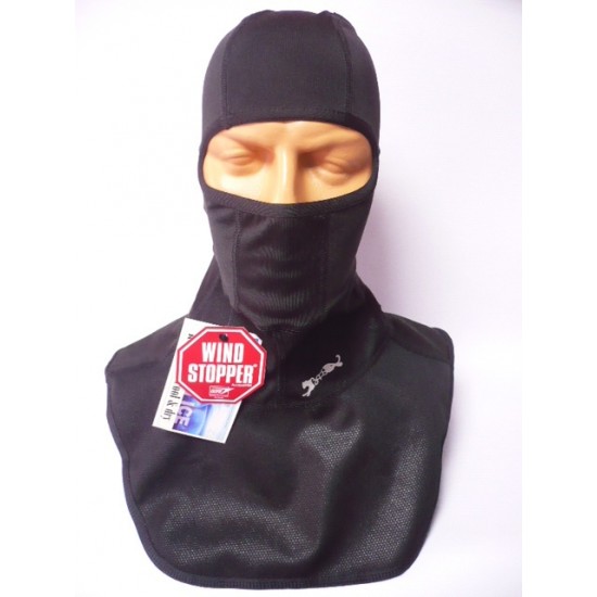 Balaclava -Bars- black, with one hole for the eyes and wind stopper collar, universal size