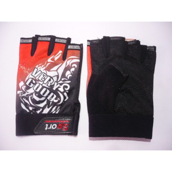 GLOVES -SPORT- without fingers, red, universal size, model 2344