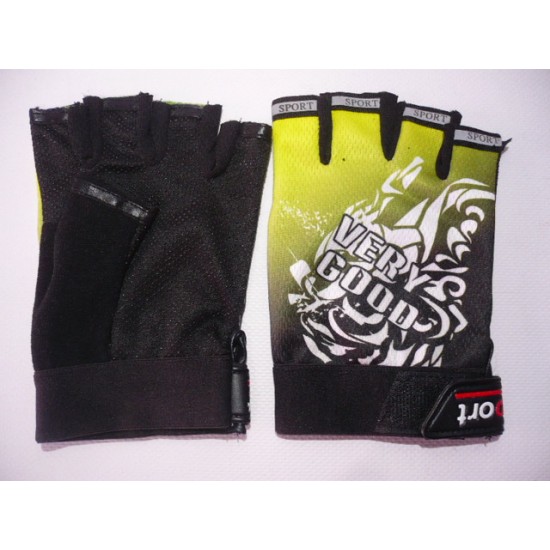 GLOVES -SPORT- without fingers, yellow, universal size, model 2347