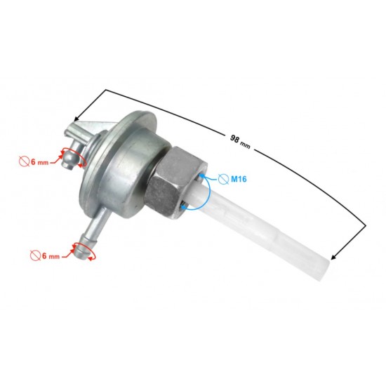 Benzinový kohout -EU- GY6 (4taktní) 50-150 ccm (139QMA, 139QMB, 152QMI, 157QMJ) - М16