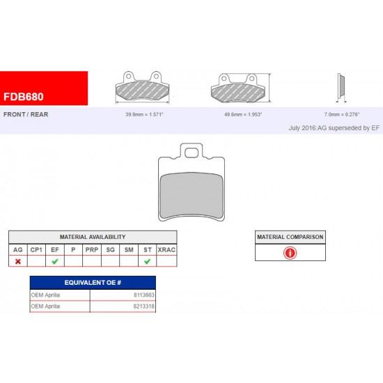 BRAKE PADS -EU- FDB680