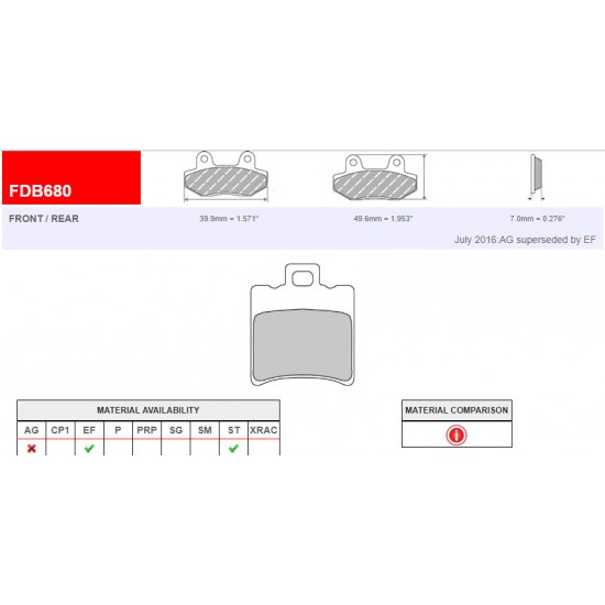 Brzdové destičky -MALOSSI- FDB680 MALOSSI MHR Synt S10 49,5х39,7х6,3mm s e-pass, e24 zn.