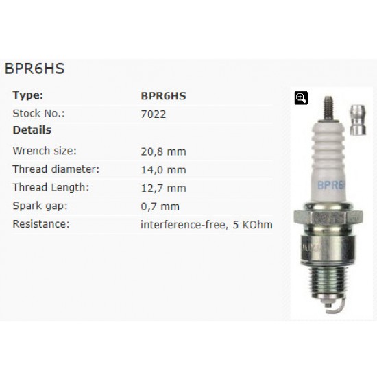 Spark plug -NGK- BPR6HS 7022
