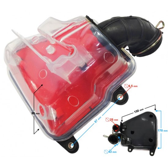 Air filter BOX -MORETTI- tuning transparent Yamaha Aerox (YQ50/L, 2-stroke), MBK Nitro (YQ50/L, 2-stroke)