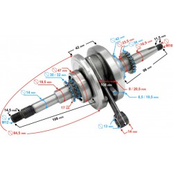 Klikový hřídel -EU- 22 zubů na olejovém čerpadle GY6 (4-taktní) 50 ccm (139QMB)