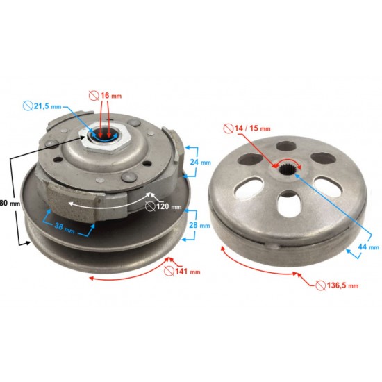 Sada zadní řemenice + zvon -EU- GY6 125-150CC