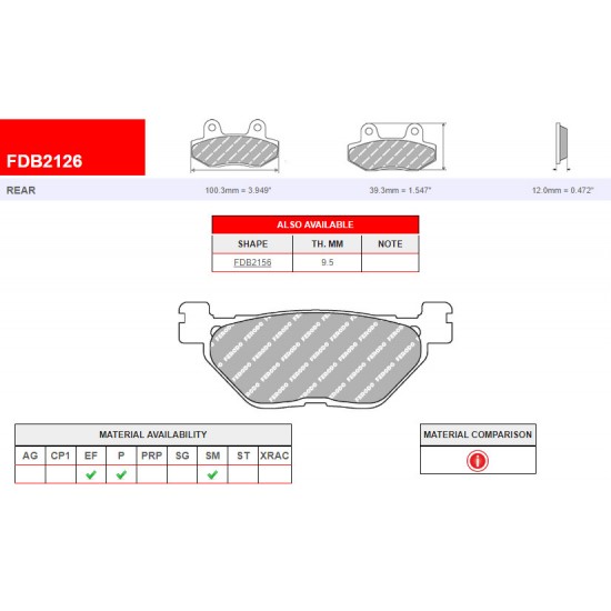 BRAKE PADS -FERODO- FDB2126P YAMAHA TMAX 500, TMAX 530