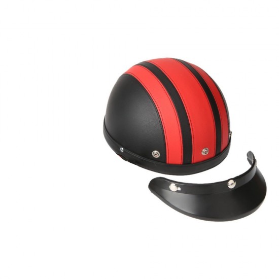 Helmet -EU- black leather with orange strips, universal size, model 2270