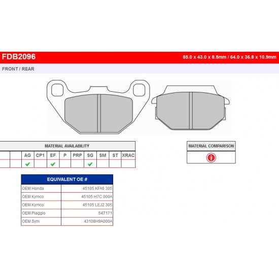 Brzdové destičky -FERODO- FDB2096EF (ECO FRICTION)