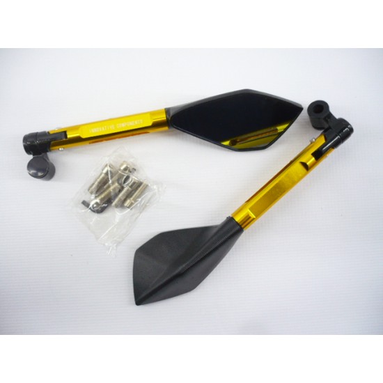 Mirrors kit -EU- bolt-10mm and 8mm RACING STYLE arm-135mm goldish