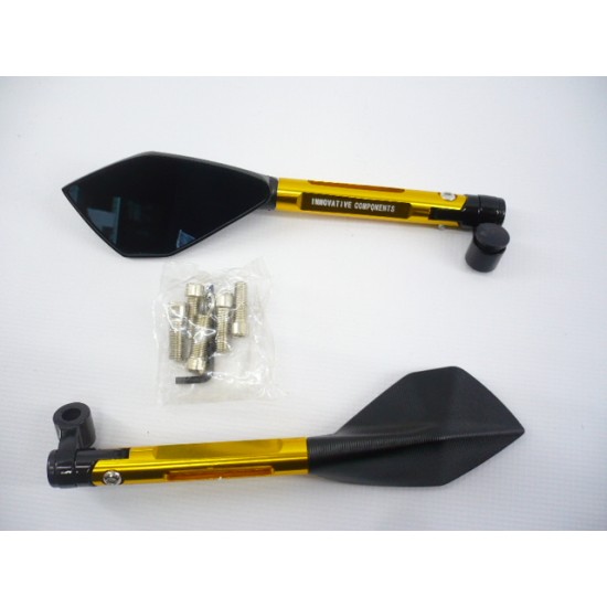 Mirrors kit -EU- bolt-10mm and 8mm RACING STYLE arm-135mm goldish
