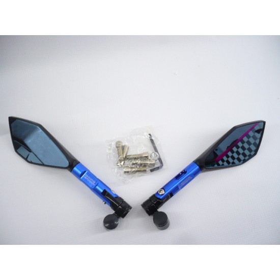 Mirrors kit -EU- bolt-10mm and 8mm RACING STYLE arm-95mm blue