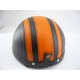 Helmet -EU- black leather with orange strips, universal size, model 2270