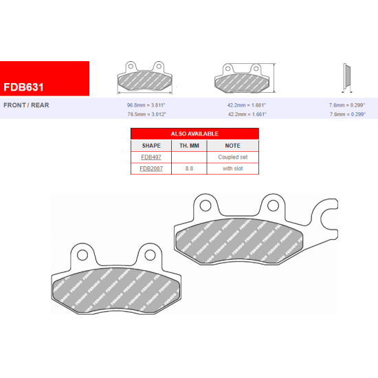 Brzdové destičky -FERODO- FDB631EF (ECO FRICTION)