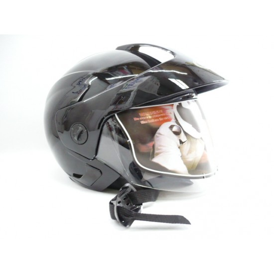 Helmet -VIRTUE- black, universal size, open with viewfinder and sunglasses