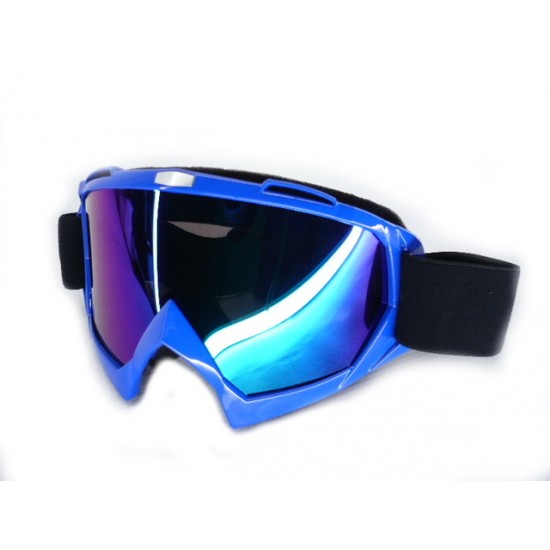 Goggles  -EU- motocross A23 blue frame, mirror viewfinder
