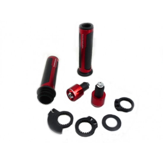 Grips -ITALIAN DESIGN- complete with end caps, for handlebar 22mm, red
