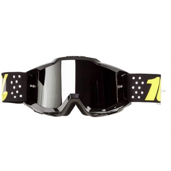 Goggles -100 procent- replaceable viewfinder, black frame, yellow elastic