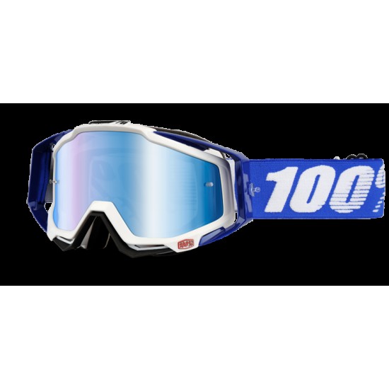 Goggles -100 procent- replaceable viewfinder, white-blue frame, blue elastic