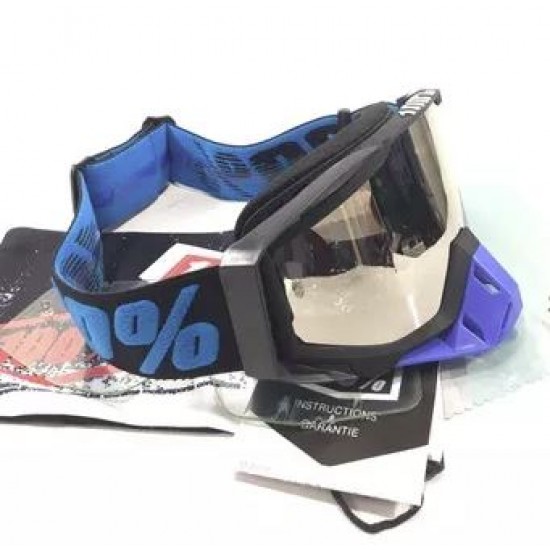 Goggles -100 procent- replaceable viewfinder, black-blue frame, black-blue elastic
