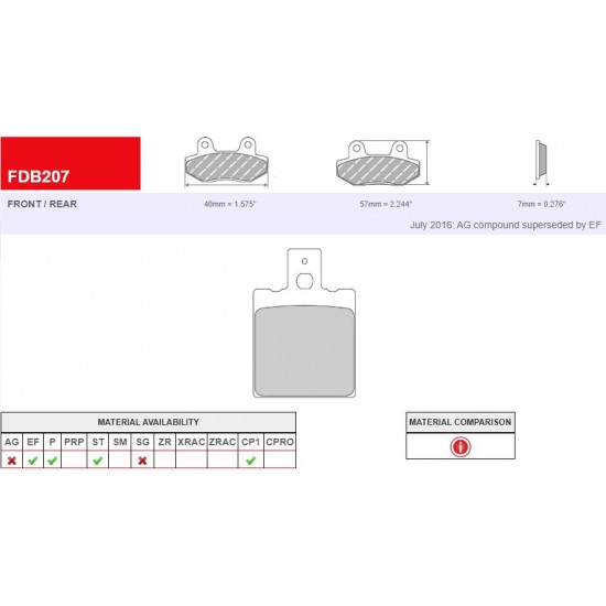 BRAKE PADS -FERODO- FDB207EF (ECO FRICTION)