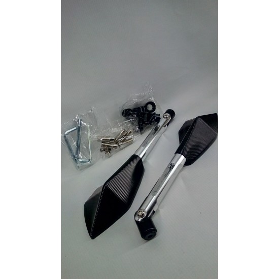 Mirrors kit -EU- bolt-10mm and 8mm RACING STYLE arm-125mm silver
