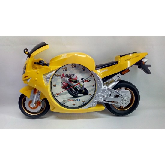Clock- yellow sports bike