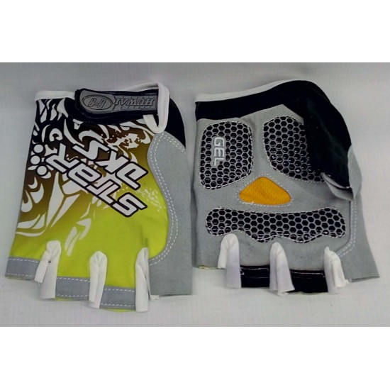 GLOVES -EU- without fingers, STAR DKS GEL, white, yellow