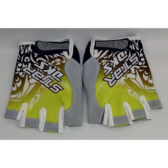 GLOVES -EU- without fingers, STAR DKS GEL, white, yellow