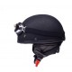 Helmet -AWINA- size L, open,black leather, WITH GIFT GOGGLES