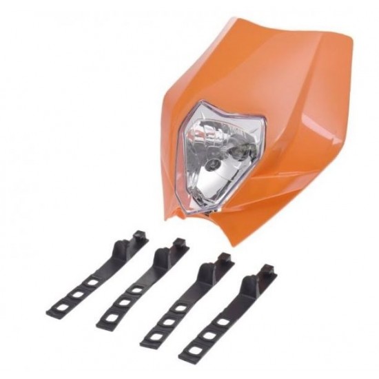 Mask with headlight -EU- universal, 315x300mm, orange KTM DUKE