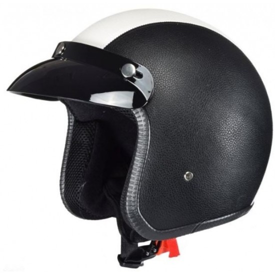Helmet -AWINA- size S, black/white leather, OPEN FACE, model TN8658 with visor