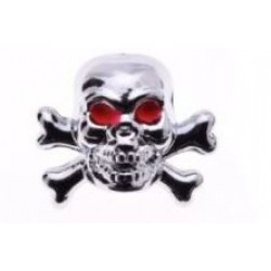 Čepičky ventilků -WM- 1 ks, chromovaná lebka s kosticemi