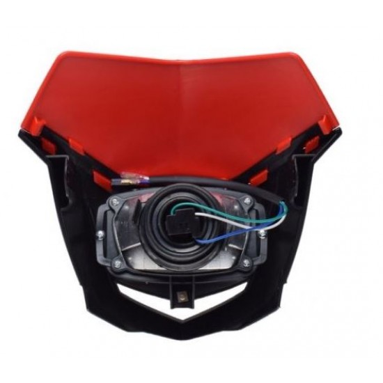 Mask with headlight -EU- universal for motocross, red-black, code.5201