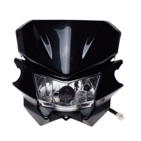 Mask with headlight -EU- universal for motocross, black, code.5202