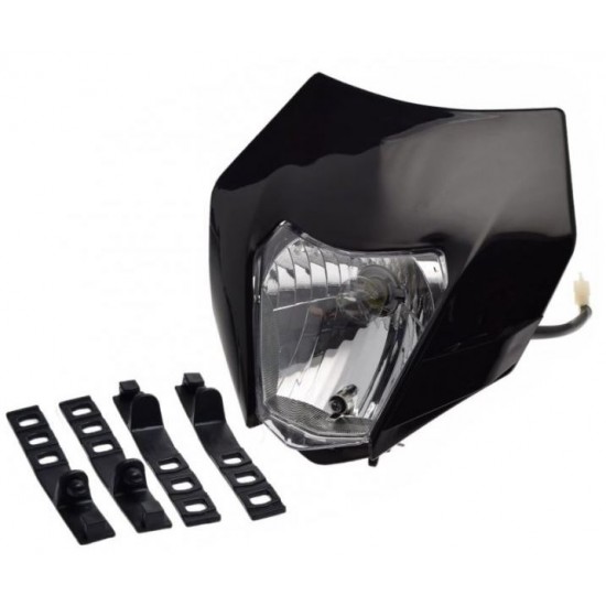 Mask with headlight -EU- universal for motocross, black, code.5206