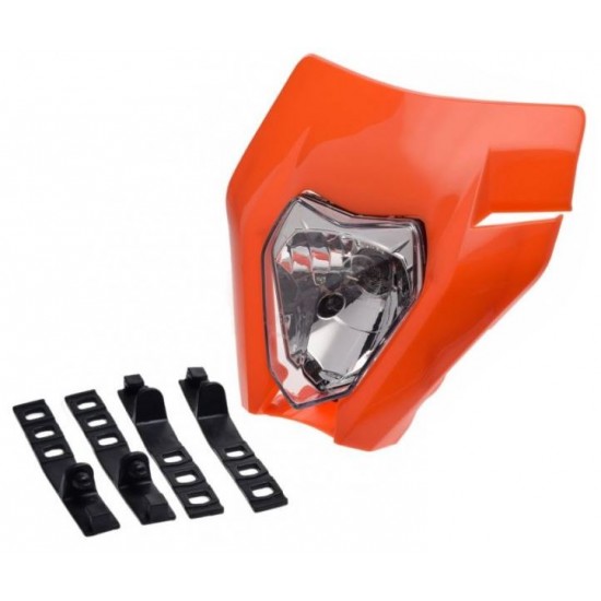 Mask with headlight -EU- universal for motocross, orange, code.5207