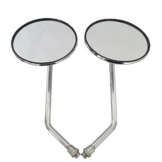 Mirrors Set -PL- M10x1.25+M8x1.25 Thread, Right, Round Chrome, Code 5397
