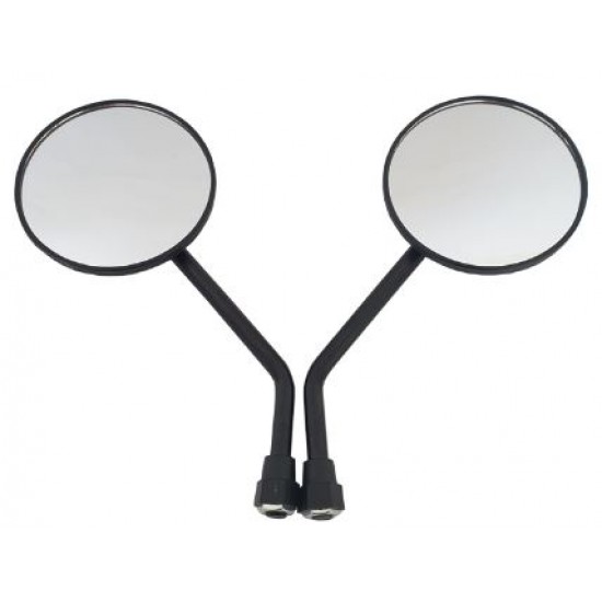 Mirrors Set -PL- M10x1.25+M8x1.25 Thread, Right, Round Blacks, Code 5402