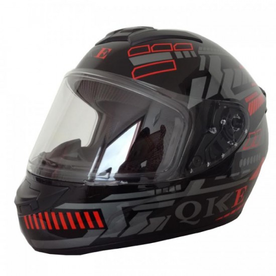 Helmet -qke- black, gray, red, full face, model TRON