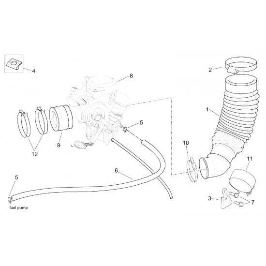 Sleeve for filter box -APRILIA ORIGINAL- 125-150-200cc APRILIA Scarabeo 99-04 ROTAX, AP8144112