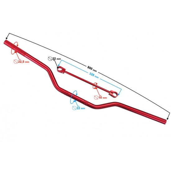 Handlebar - MORETTI - sport - red, grip=22mm, length=800mm