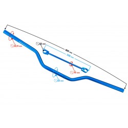 Řídítka - MORETTI - sport - modrá, grip=22mm, délka=800mm